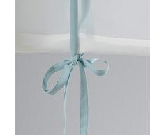 charme & douceur store droit passe tringle 60x150 cm polyester dentelle femina bleu