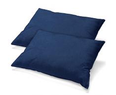 aqua-textil Classic Line Housse de Coussin Lot de 2 Fermeture Ãclair Coton 40 x 80 cm Bleu foncÃ©