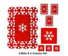 Lot de 8 Tapis de Sol de NoÃ«l en polyfeutre, Rouge