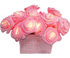 Star 726-30 Guirlande de roses Ã piles 15Â lampes LED Blanc chaud CÃ¢ble et roses rose