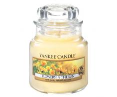 YANKEE CANDLE 1351654E Bougie Parfum Fleurs sous Le Soleil Petite Jarre, Verre, Jaune, 6,2 x 6 x 7,1 cm