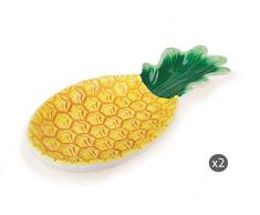 Excelsa Tropical Lot de 2 assiettes en cÃ©ramique Motif Ananas
