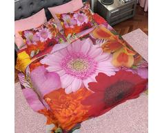 PETTI Artigiani Italiani - Parure de Lit, Lit (90x200), Drap de Lit, Linge de Lit, Tropical Village, Tissu 100% Satin Frais, 100% Made in Italy