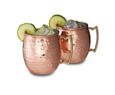 Relaxdays Gobelet tasse mug lot de 2 pour cocktails en inox cuivrÃ© 50 cl HxlxP: 9,5 x 8 x 8 cm, cuivrÃ©