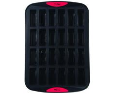 B.BAD 70212 Moule pour 24 Financiers, Silicone, Noir/Rouge, 26 x 25,4 x 2,3 cm