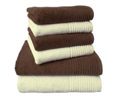 Dyckhoff 0410996225 Brillant Jeu de 2 serviettes de bain Beige/noisette 70 x 140 cm et 4 serviettes de toilette 50 x 100Â cm