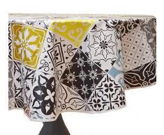 CALITEX CERAMIQUE Nappe Toile cirÃ©e ronde Gris 140 x 140 cm