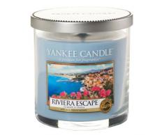 YANKEE CANDLE 1508621e Small Pillar Riviera Escape Bougie parfumée, Verre, Bleu Clair, 8,7 x 7 x 7 cm