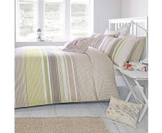 Dreams n Drapes - Couette Falmouth Simple, rÃ©versible, Ã Rayures, Bleue, Green, Super King