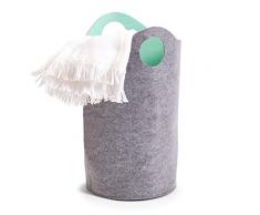 Zeller 14384 Panier à Linge Gris/Bleu 32 x 32 x 60 cm