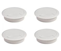 Emuca 3196421 Lot de 4 Passe-câbles ronds encastrables en Plastique pour table de bureau ⌀ 80 mm Gris