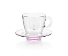 Bialetti RTATZ825 Tasse à Cappuccino Verre Trempé Transparent/Rose 8,3 x 8,2 x 8,7 cm