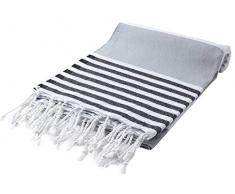 Cacala - Serviettes de Bain de la série Peshtemal - Serviettes de Bain Turc - Hammam, Coton, Gris, 37 x 70-inch