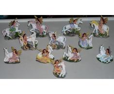 COLLECTIBLES Lot de 12 Figurines du Monde de fÃ©e et Licorne en rÃ©sine, Multicolore, Hauteur 5 cm Ã 7 cm