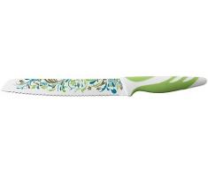 Fackelmann 43328 Couteau Ã Pain Nirosta-DÃ©cor 32cm, Acier Inoxydable, Blanc/Vert/Bleu/Marron, 32 x 8,5 x 2,5 cm
