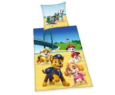 Herding Parure de Lit Paw Patrol, Taie doreiller 80x80cm, Housse de Couette 135x200cm, 100% Coton, Renforcé, avec Fermeture éclair