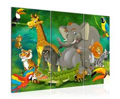 Tableau decoration murale Animaux dAfrique 120 x 80 cm - XXL Impression sur Toile Salon Appartment 3 Parties - prêt à accrocher - 001831a