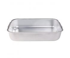 Pentole Agnelli Plat à rôtir de Forme rectangulaire à Coins Ronds, sans Couvercle, en Aluminium BLTF, Finition Mat, argenté. 32x23 cm Argent