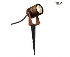 SLV Spot à LED dextérieur en aluminium avec piquet de terre Protection IP55 3000 K et ampoule à 40 ° Marron 6 W