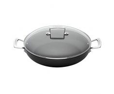 Le Creuset, Sauteuse Provençale Anti-Adhérente en Aluminium Forgé avec Couvercle, à 26 cm, Sans PFOA, Compatible avec Toutes Sources de Chaleur (y Compris Induction), Anthracite/Argenté