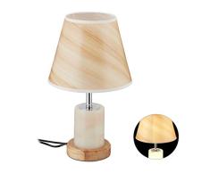 Relaxdays 10030540 Lampe Double Ã©clairage, E27, 12 LEDs, Effet marbrÃ© et Bois, Table de Nuit, Salon HxD 42x25cm,bru, Fer, Plastique, 40 W, Marron, 1 Ã©lÃ©ment