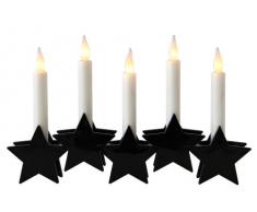 Star 723-56 Starlet Lot de 5 bougeoirs en forme détoile avec bougies LED blanches à piles Noir
