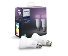Philips Hue Ampoules LED Connectées White & Color Ambiance B22 Compatible Bluetooth, Fonctionne avec Alexa Pack de 2