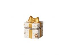 Villeroy & Boch - Christmas Toys Christmas Toys BoÃ®te Ã Cadeau CarrÃ©e, Figurine DÃ©corative en Forme de Cadeau Porcelaine Dure, MÃ©tal, or, Argent 7 x 6 x 9Â cm