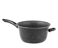 Home Casserole à Polenta Antiadhérente avec Manche, Pierre, Noir/Argent, 20 cm