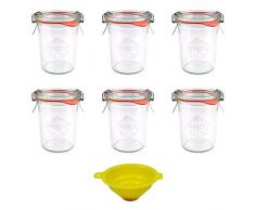 Viva Haushaltswaren#15056 Petit Sooo Pots et Couvercle 160 ML (Lot de 6)-Serrage, bagues de Blocage et Entonnoir Inclus Jaune