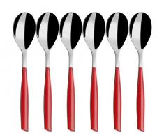 BUGATTI GL3U-021F08/6 Glamour Ménagère de 6 Pièces Cuiller à Moka SAN/Acier Rouge 16 x 20 x 3 cm