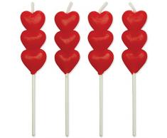 PME CA015 Lot de 8 Bougies, Plastique, Rouge, 2 x 0,5 x 9 cm