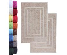 NatureMark Lot de 2 Tapis de Bain éponge 100 % Coton Sable Beige 50 x 80 cm