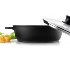 LACOR Faitout Bas Induction en Fonte daluminium avec Couvercle en Verre - Ã 24 cm Fonte Forte