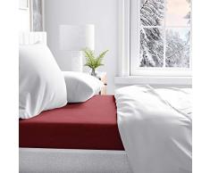 PETTI Artigiani Italiani - Drap-Housse avec Coins, Drap-Housse Percale, Lit 100x200 (100x200/210 + 25 cm), Bordeaux, 100% Made in Italy
