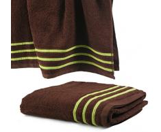 Drap De Douche 70x140 cm 100% Coton - 550 grS/m2 Chocolat avec Liserets Anis
