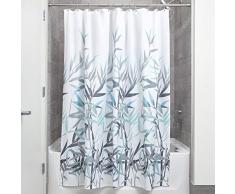 InterDesign Anzu rideau douche, rideau baignoire lavable de 183,0 cm x 183,0 cm en polyester, rideau de bain avec motif florale, vert menthe / gris