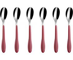 BUGATTI ZB3U-013F08/6 Zebra Ménagère de 6 Pièces Cuiller à Moka SAN/Acier Rouge 16 x 20 x 3 cm