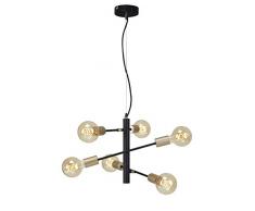 Briloner Leuchten Suspension 6 spots rÃ©tro en mÃ©tal Noir/dorÃ© pale 60 W
