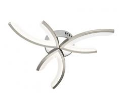 WOFI plafonnier 6 lumières kelton 1 ampoule lED 12 w, 5 x 52 x 52 cm, 700 lm, 3000 k, classe énergétique-nickel mat/chrome a 9017.06.54.0000