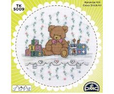 Tuva BoÃ®te Ã coudre en mÃ©tal dÃ©coratif Aida 14 carats DMC en coton avec aiguille, ciseaux, motif