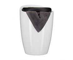 Tabouret de salle de bain pouf dâappoint rangement couvercle amovible panier à linge rond bicolore, noir