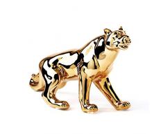 Sukima Decor Figurine avec Motif lÃ©opard, cÃ©ramique, dorÃ©, 25Â x 9,5Â x 15Â cm