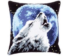 Vervaco PN-0171818 Wolf Coussin prÃ©-imprimÃ© en coton Multicolore 40 x 40 cm