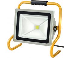 Brennenstuhl Projecteur portable avec puce LED pour lextérieur et lintérieur (spot LED dextérieur 50 W, IP65, lumière du jour) Couleur argenté/jaune