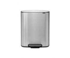 Brabantia - 211324 - Poubelle Ã pÃ©dale Bo, avec 1 seau intÃ©rieur, 60L - Acier antitraces de doigts