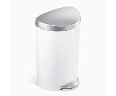 simplehuman, poubelle demi-lune à pédale, acier blanc, 10 litres