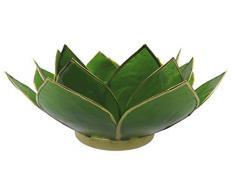 Trimontium tl12004g Photophore en Forme de dreiblÃ¤ttrigen Lotus Capiz Coque, Chakra Objet DiamÃ¨treâ¯: env. 14Â cmÂ âÂ Vert