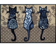 Wash + Dry Tapis Katzenbande 50x75 cm, Surface Nylon Semelle: 100% Caoutchouc Nitrile, Taupe, 80 x 150 cm