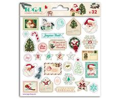 Toga AX074 Dear Santa Planche de 32 Stickers NoÃ«l Epoxy Multicolore 15 x 0.1 cm
